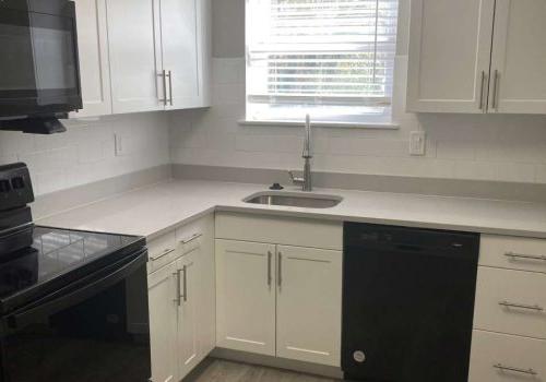 Modern Kitchen with white quartz countertop